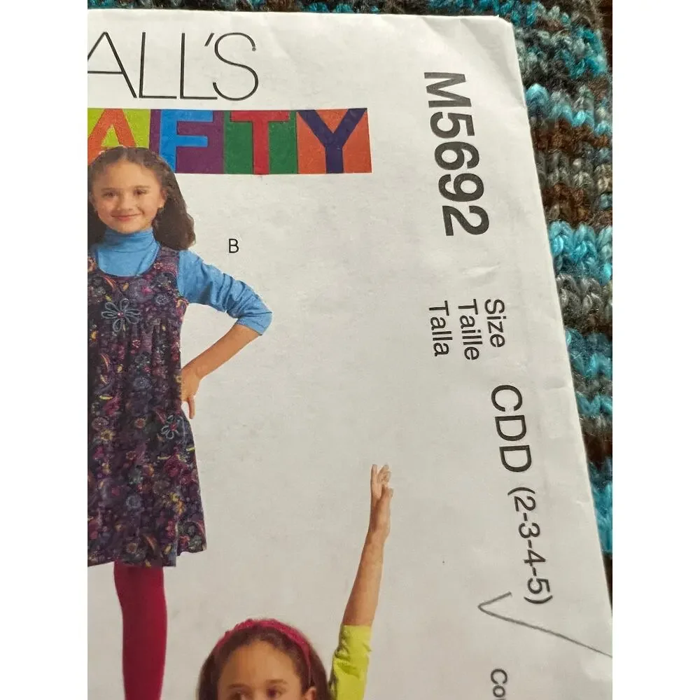 McCalls pattern 5692 girls dress jumper apron dress